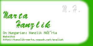 marta hanzlik business card